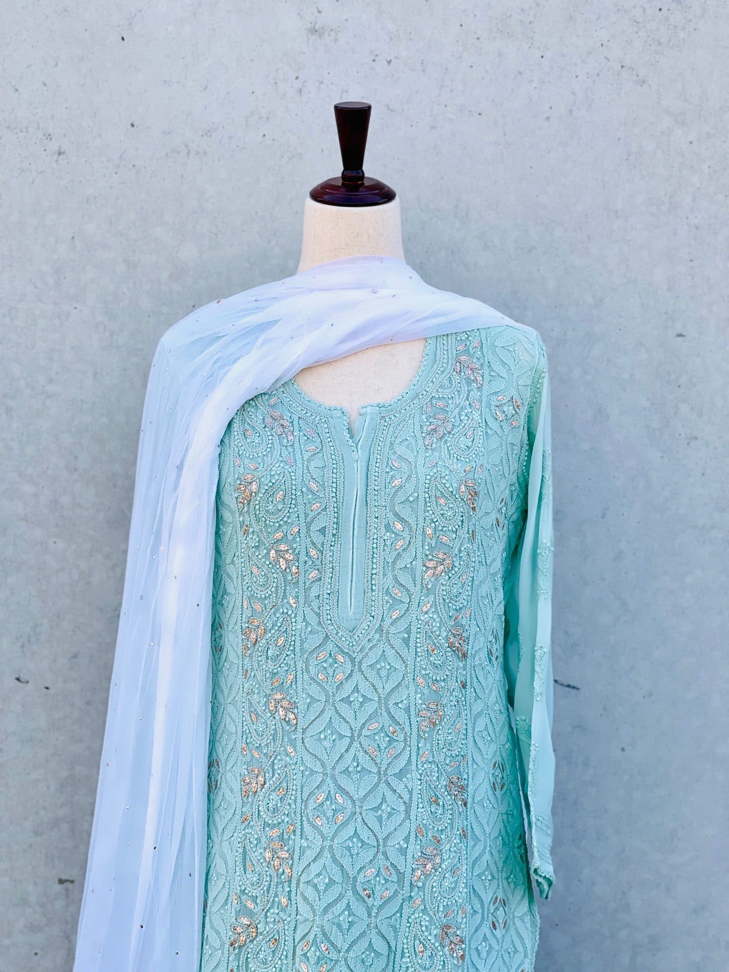 Somber Dusty Mint Green Long Kurta