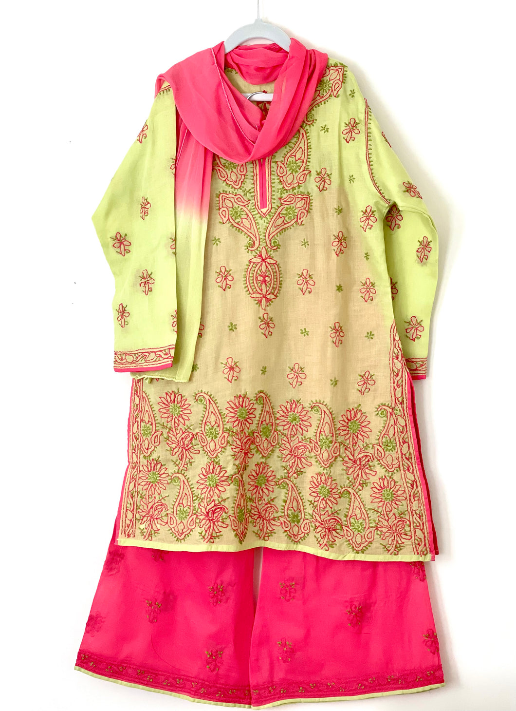 Kids Palazzo Set in Green & Pink