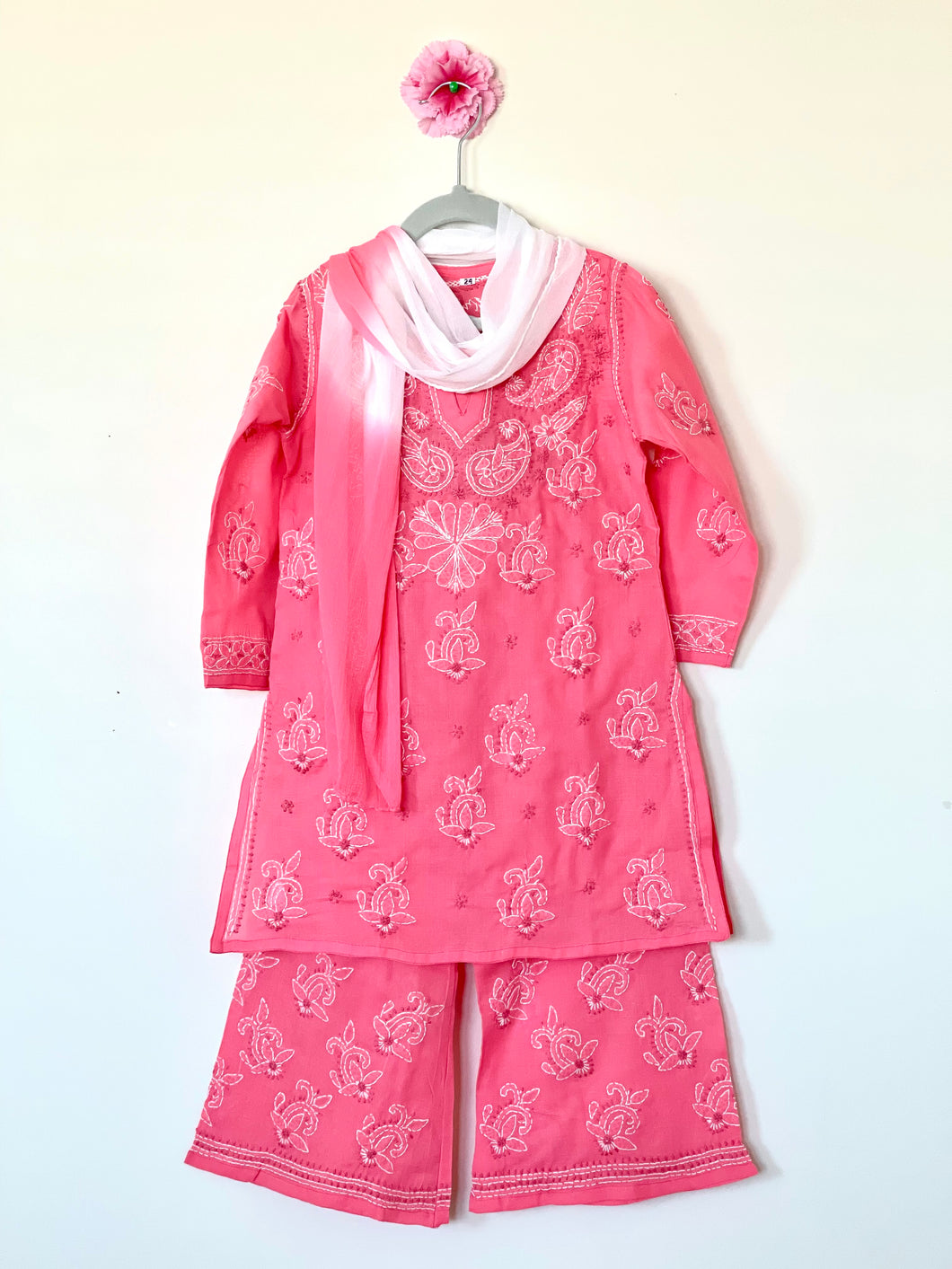 Kids Palazzo Set in Carrot Pink